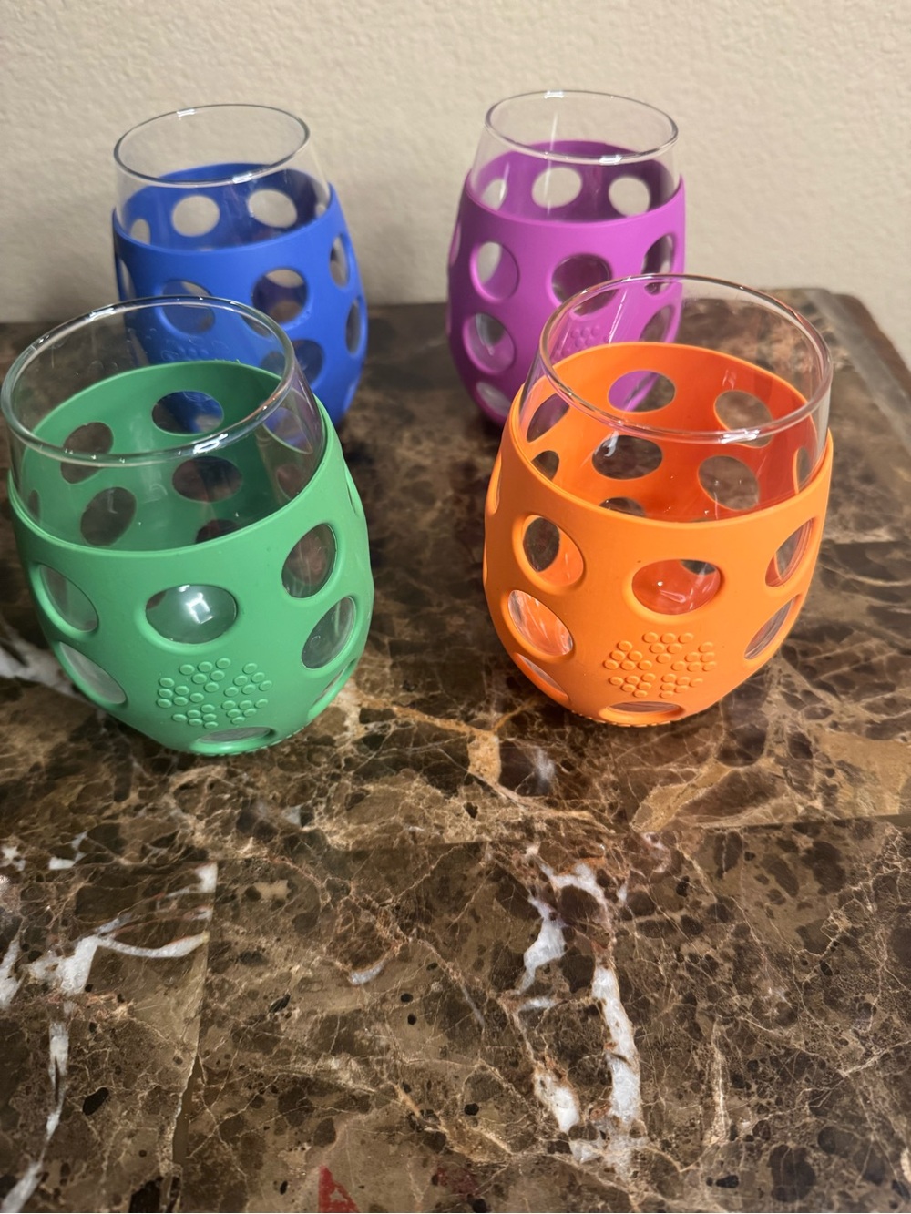 Colorful Silicone-Sleeve Stemless Vases — Green, Orange, Blue, Purple